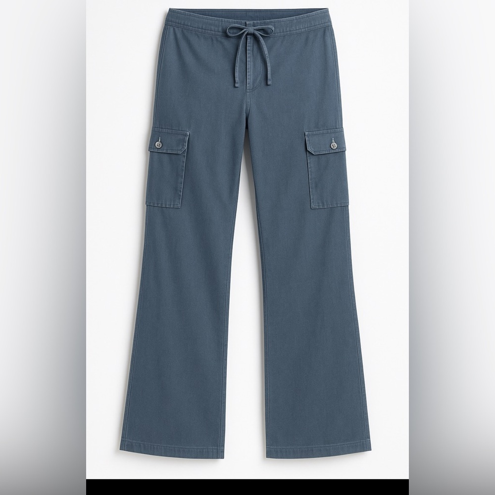 Casual Blue Cargo Pants-linen